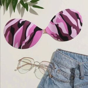 Pink Camo Self Adhesive Bra
